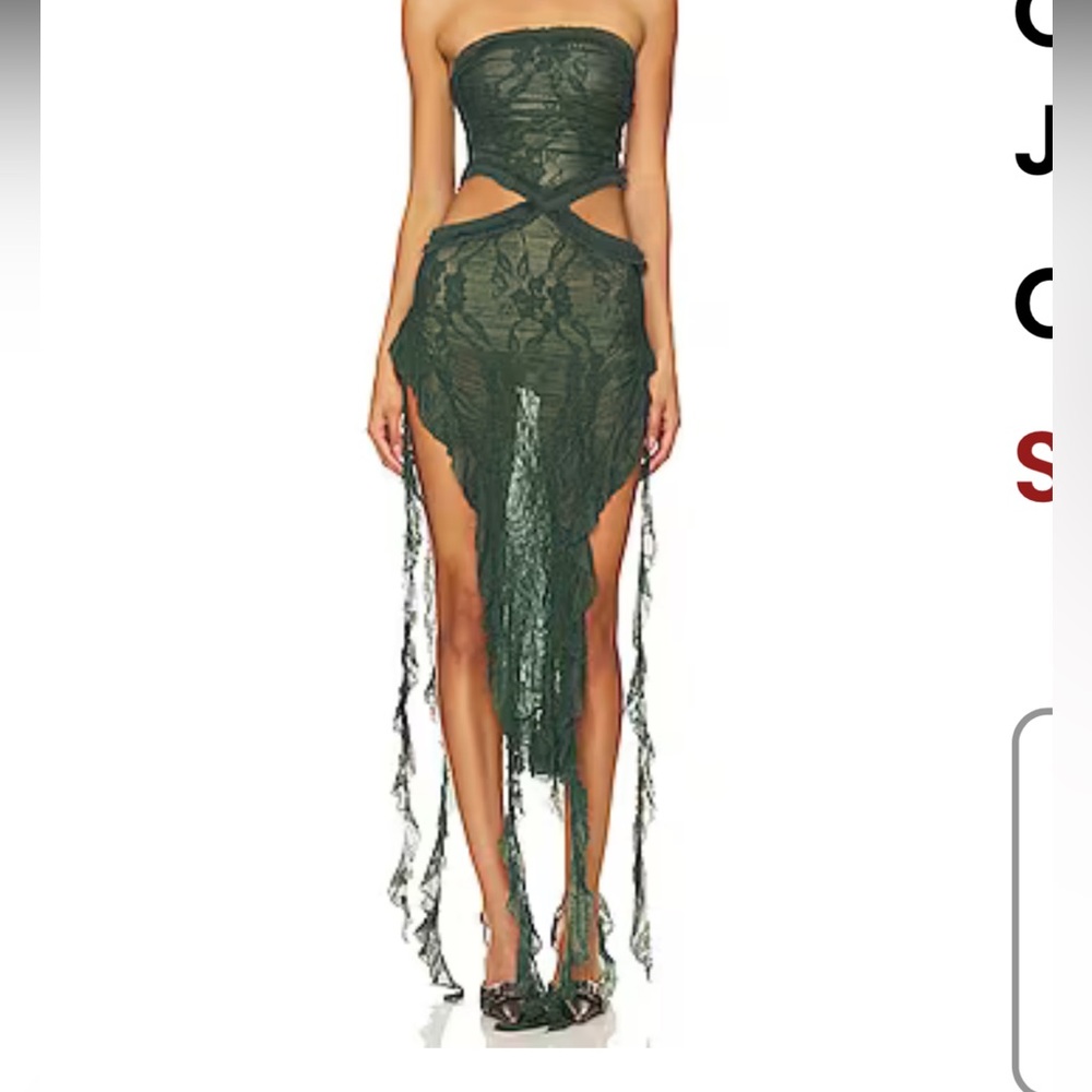 Jaded London Green Lace Cutout Dress